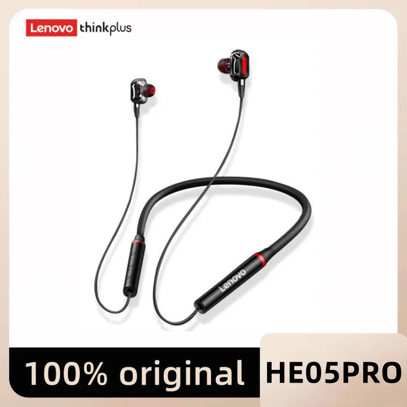 Original Lenovo HE05 Pro TWS Wireless Earphone Bluetooth 5.0 Sports Noise Canceling Neckband Headphones Waterproof Microphone Mike's mixed store