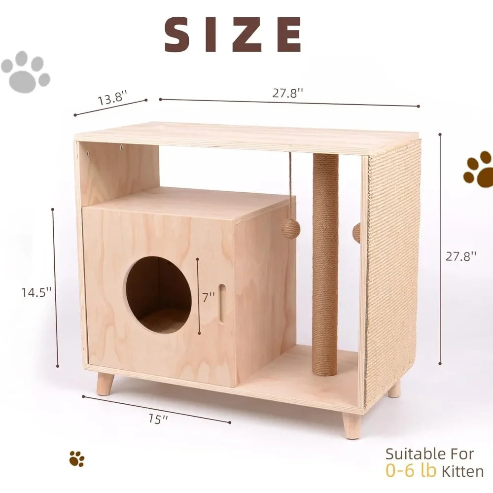 Acrylic Doors and Windows Scratcher for Cats Full Sisal Columns Multipurpose Cat Litter Box Enclosure Large Deck Claw Sharpener