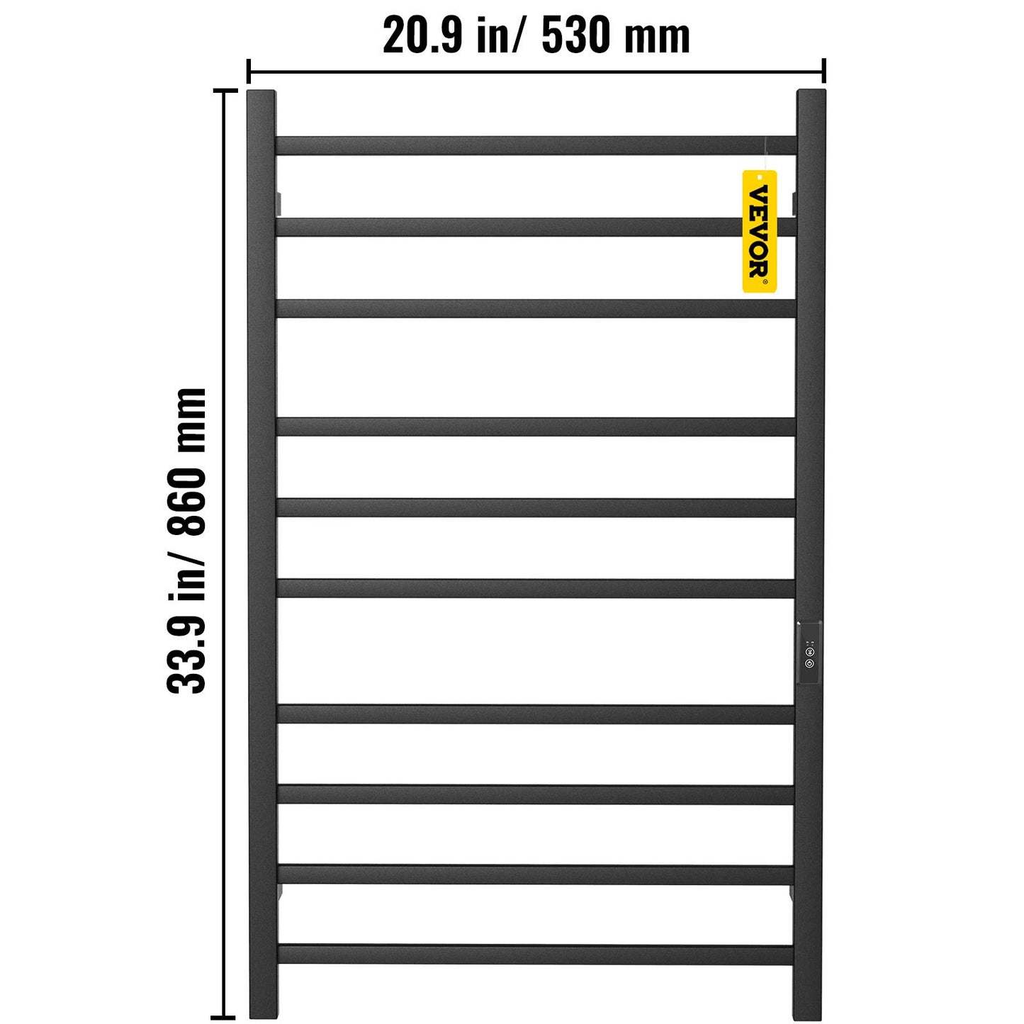 VEVOR Heated Towel Rack Towel Heater Warmer 4/6/8/10/12 Bars Polishing Brushed/ Mirror Polished/ Powder Coated Steel Squared