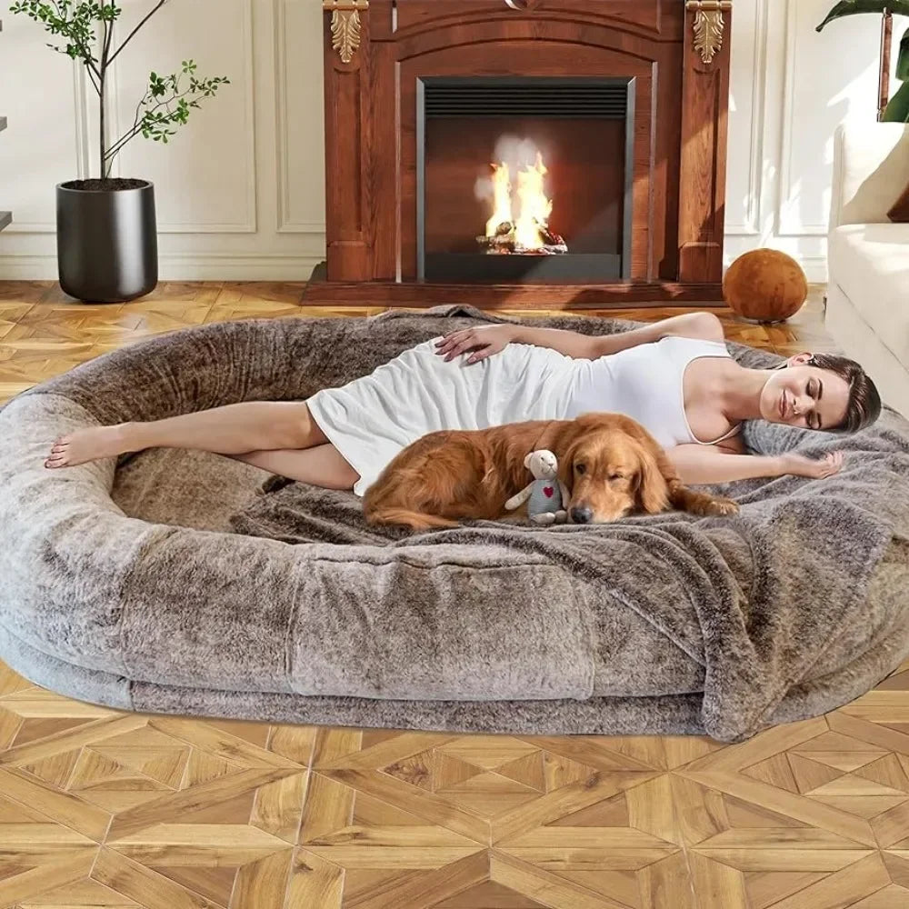 72“x48”x11“ Extra Large Human Dog Bed for People Adults and Pets Litter Box Mattress Cover Toys for Cats Accessories Fur Cap Pet