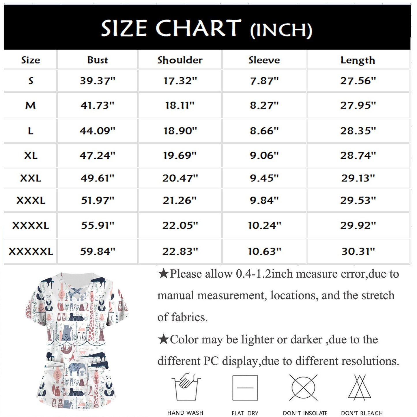 Gradient 3D Printing T-Shirts for Women Short Sleeve V Neck Nurse Working Uniform Casual Breathable Women Surgical Gown T-shirt