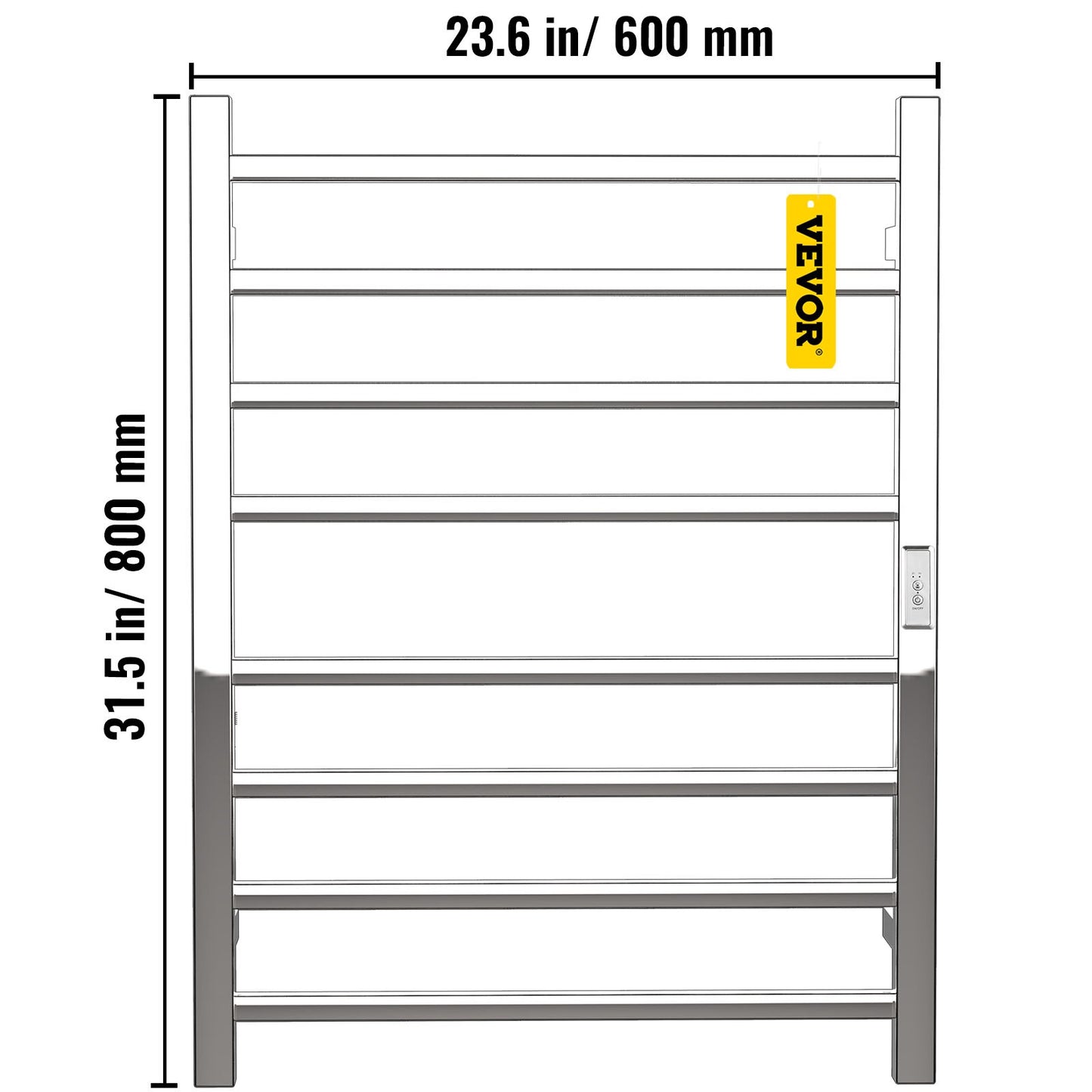 VEVOR Heated Towel Rack Towel Heater Warmer 4/6/8/10/12 Bars Polishing Brushed/ Mirror Polished/ Powder Coated Steel Squared