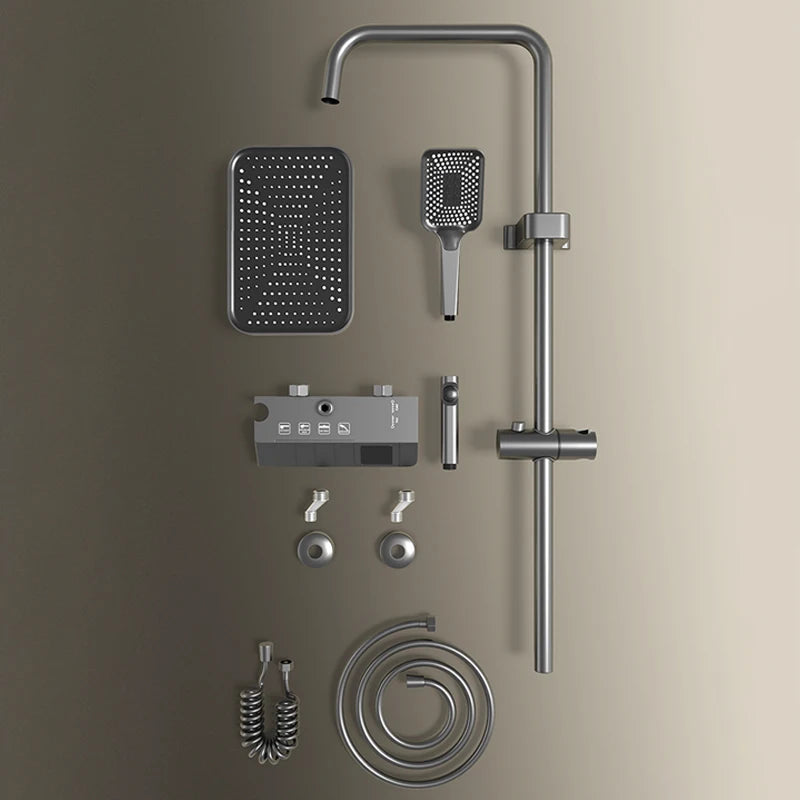 Bathroom Shower Full Set Black White Gray Bathtub Shower System Rain Pressurized Digital LED Shower Sets Hot Cold Shower Faucet Mike's mixed store