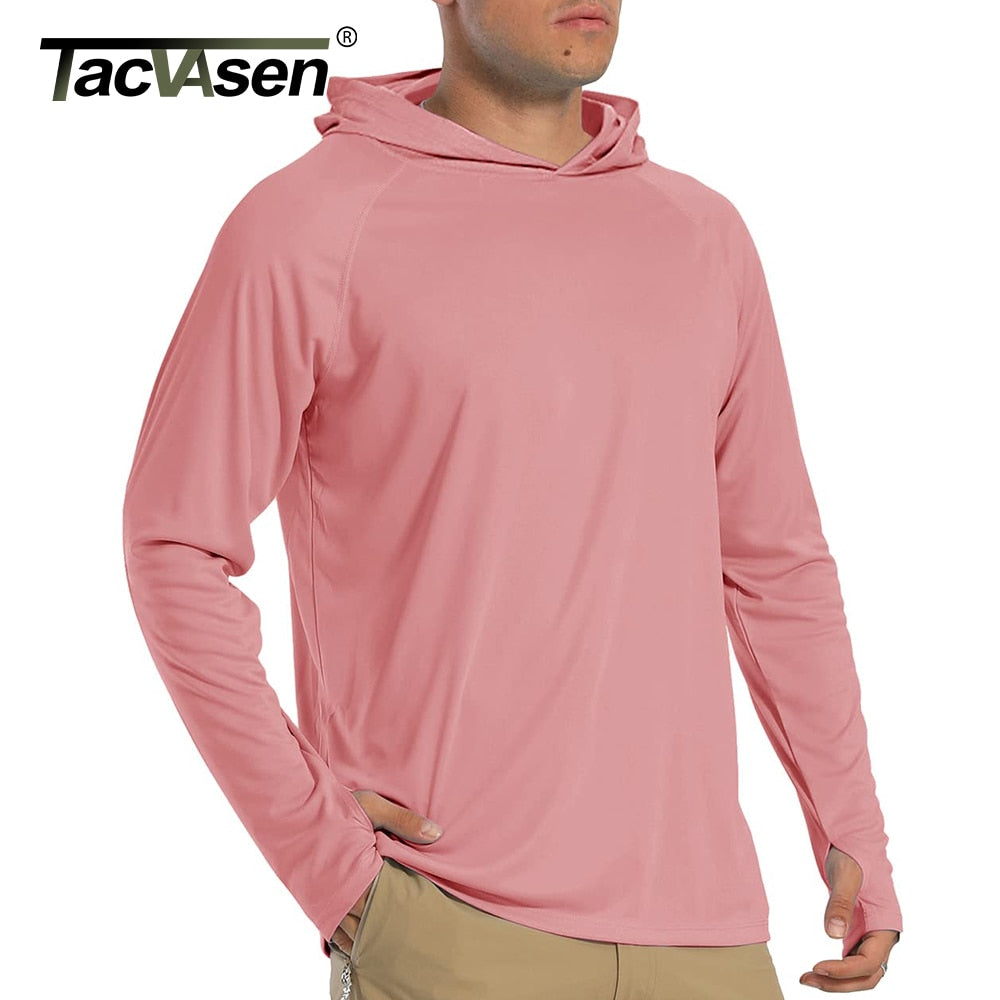 TACVASEN Sun Protection T-Shirts Mens Long Sleeve Hoodie Casual UV-Proof T-Shirts Breathable Lightweight Quick Dry T shirts Male