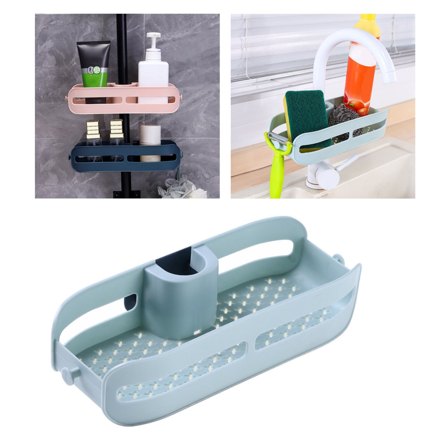 Multipurpose Sink Storage Rack Hanger Adjustable Sink Holder Drain Basket for Kitchen Bathroom Accessories