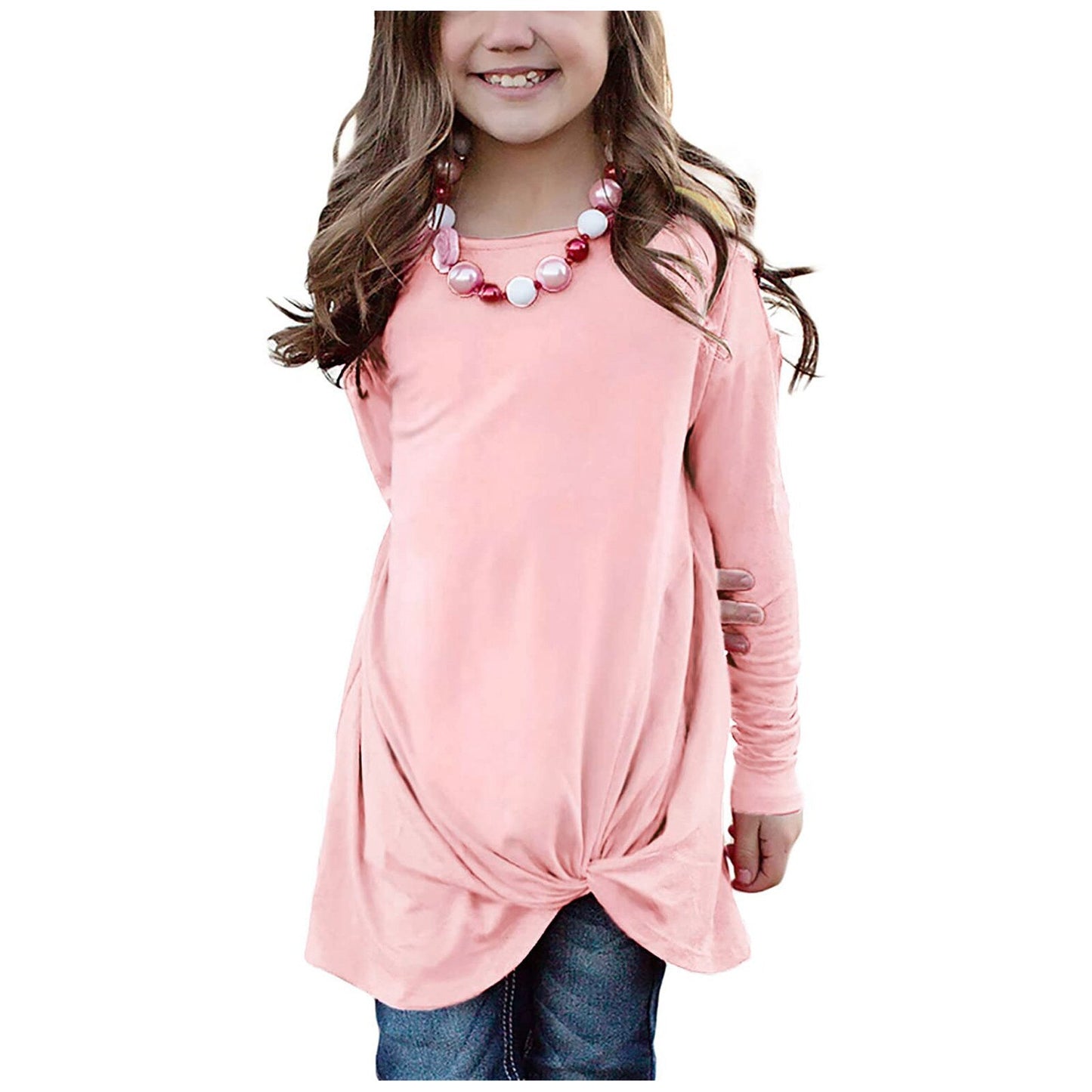 Girls T Shirts Kids Spring Summer Shirts For Girls Long Sleeve Colorblock Girls T-shirt Tops 6 8 9 10 12 Years Big Girls Clothes