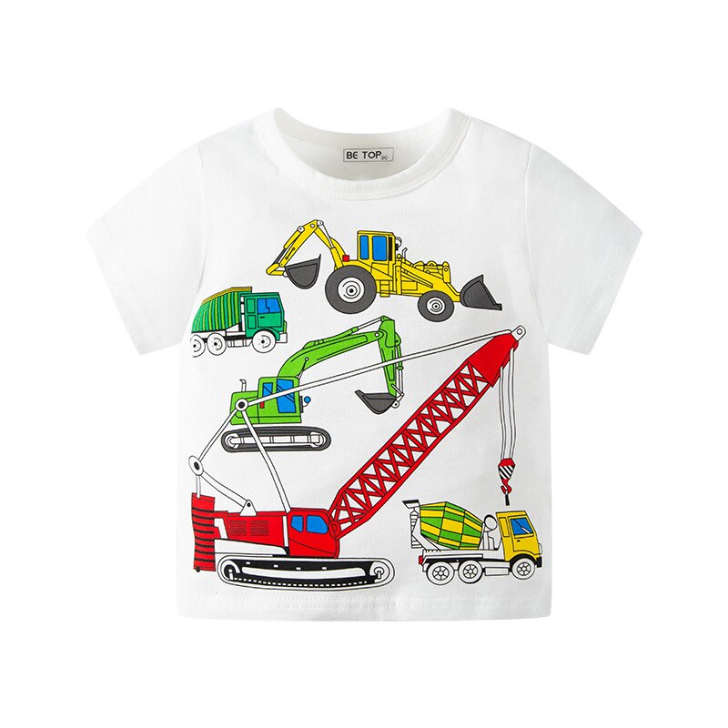 Summer Cotton Boys T-Shirt Kids Shirts Baby Boys Casual Short Sleeve Car Print T-shirt For Boy Children Toddlder Tee Shirts Tops