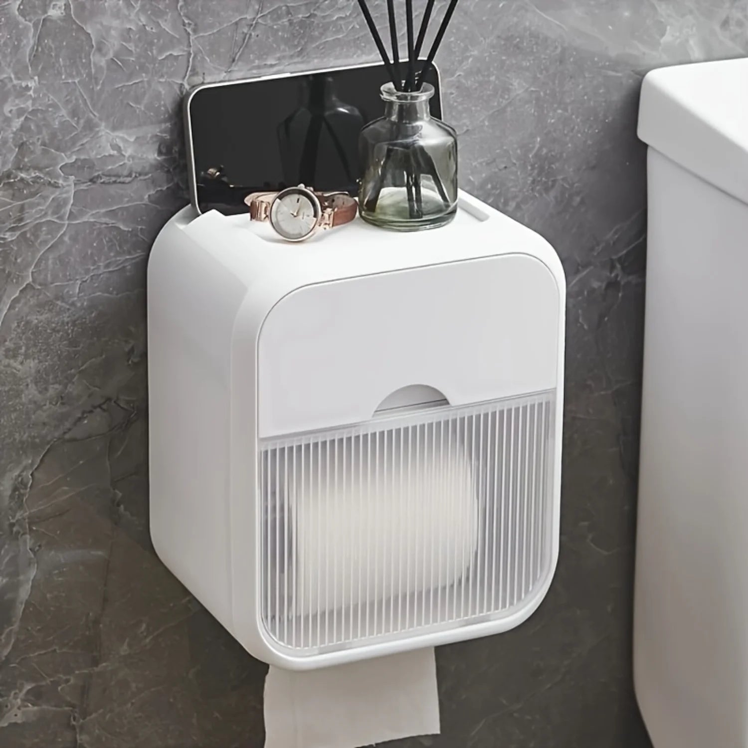 Waterproof Double Layer Bathroom Tissue Box - Wall Mounted Multipurpose Tissue Holder for Household Toilet - No Hole Design - Ea Mike's mixed store