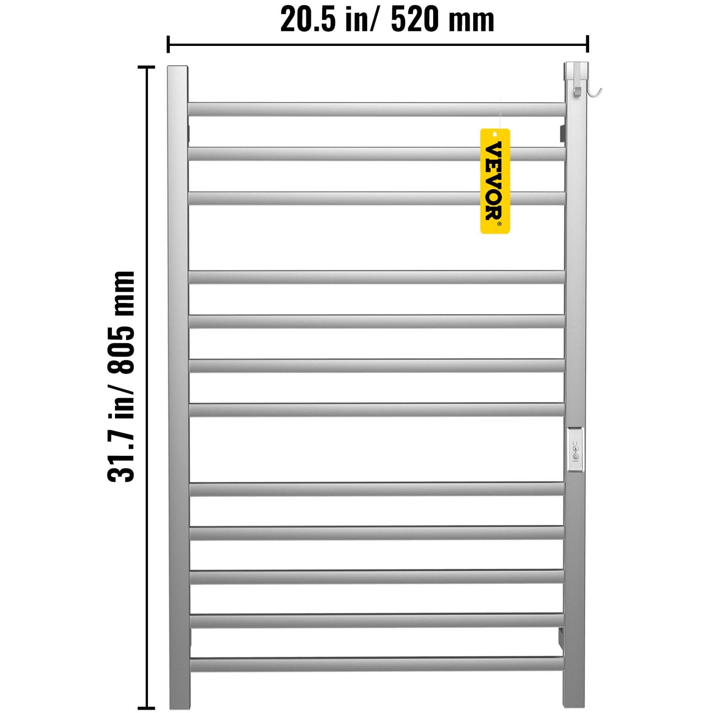 VEVOR Heated Towel Rack Towel Heater Warmer 4/6/8/10/12 Bars Polishing Brushed/ Mirror Polished/ Powder Coated Steel Squared