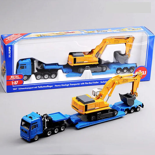 Hot selling 1:87 alloy 1847 flatbed transport vehicle model,simulation engineering vehicle,children's excavator toys,wholesale