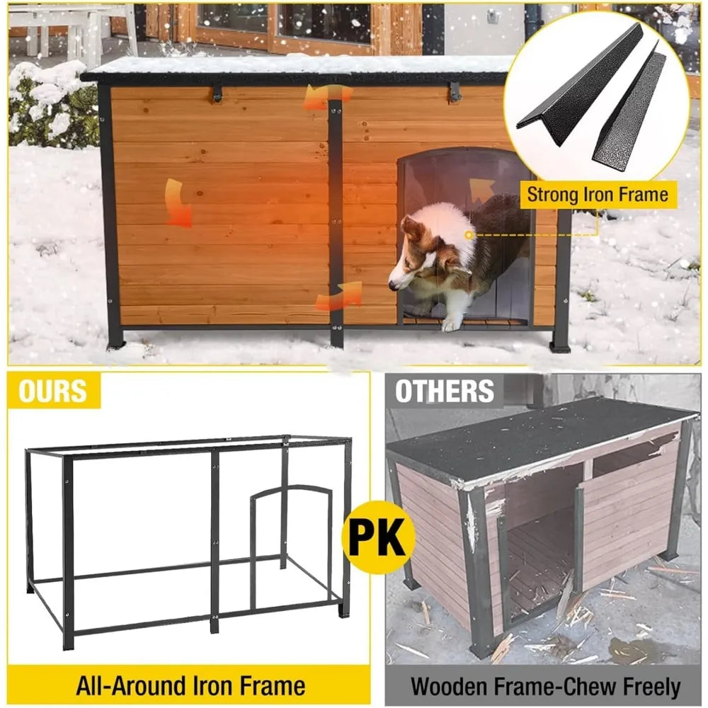 Large Dog House 100% Insulated Dog Kennel with Liner for Winter,Waterpoof for Outdoor & Indoor Use. Mike's mixed store