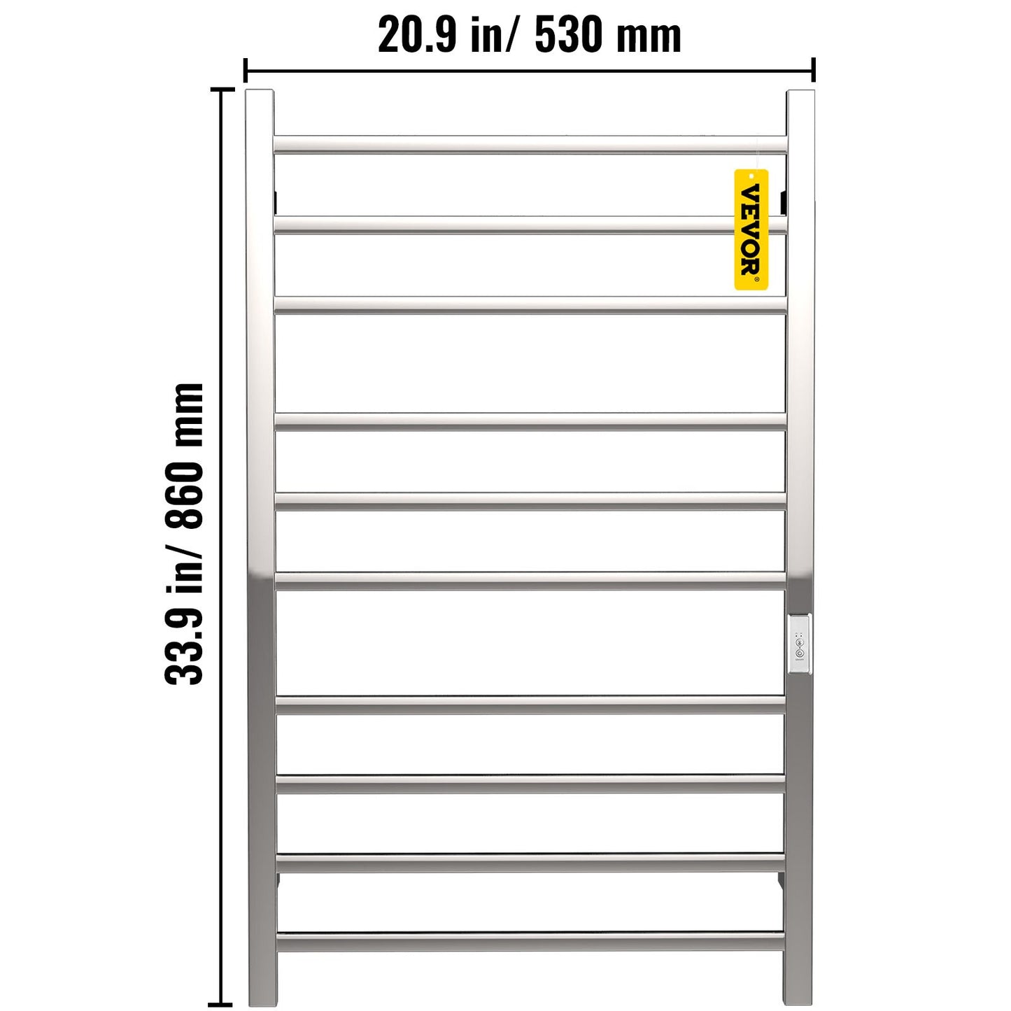 VEVOR Heated Towel Rack Towel Heater Warmer 4/6/8/10/12 Bars Polishing Brushed/ Mirror Polished/ Powder Coated Steel Squared