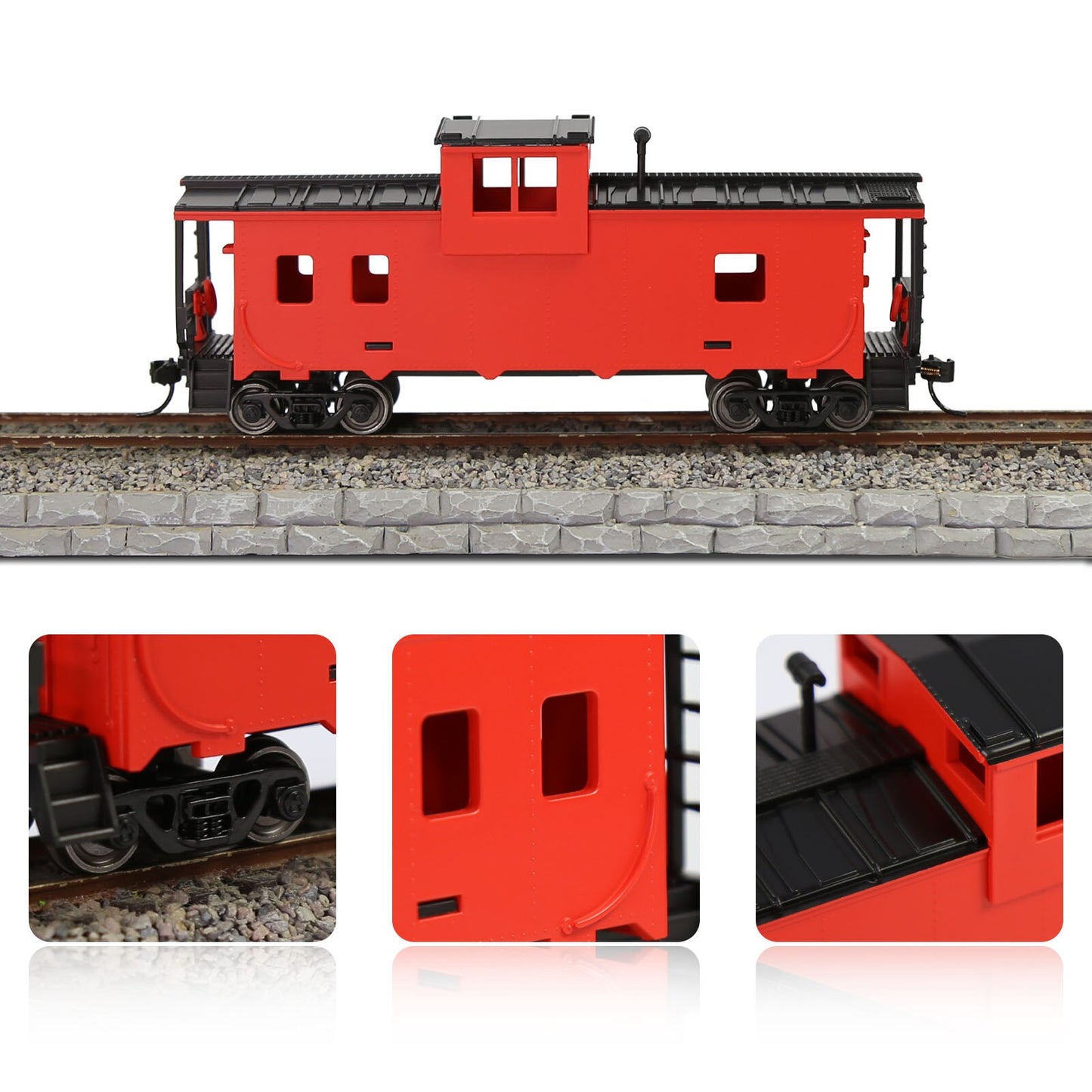 Evemodel Trains - HO Scale 36' Wide Vision Caboose Painted Unlettered Wagons C8763