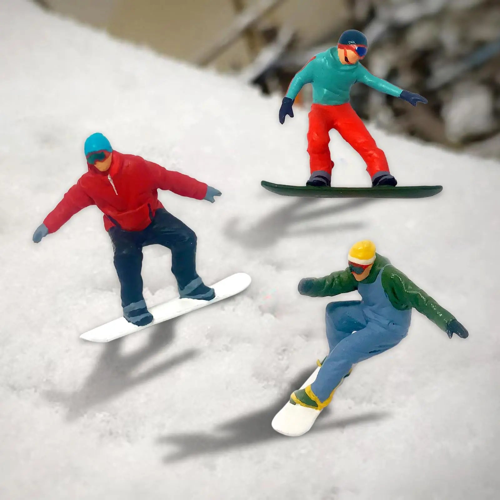 3 Pieces HO Scale 1/87 Mini Skiing Figure Diorama Building Railway Scenes Tiny People Layout Accessories Mike's mixed store