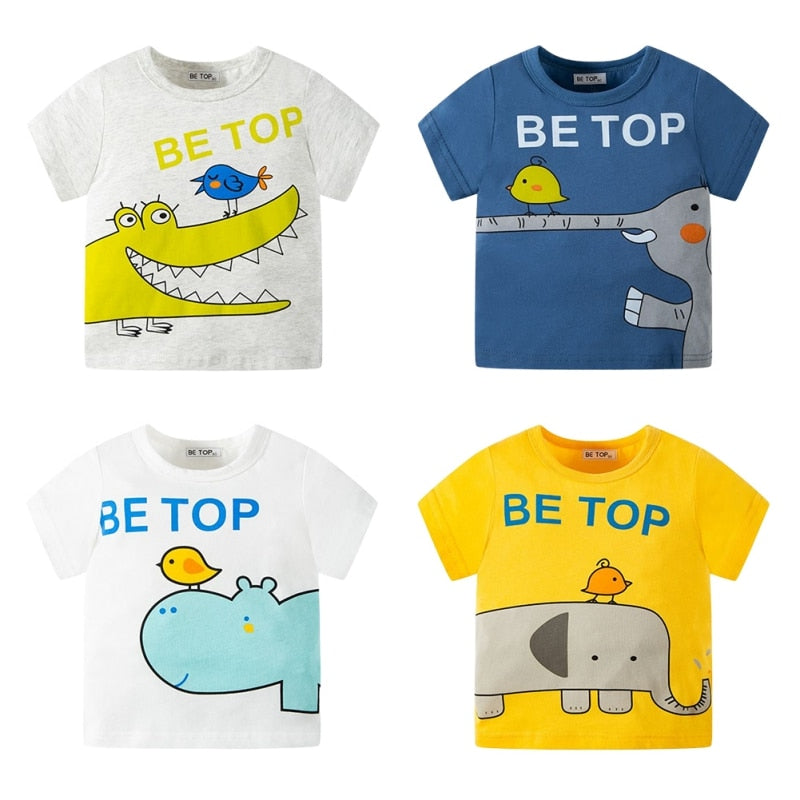 Summer Cotton Boys T-Shirt Kids Shirts Baby Boys Casual Short Sleeve Car Print T-shirt For Boy Children Toddlder Tee Shirts Tops