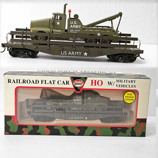 1:87 HO Rail Road Flat Car with Knuckle Couplers US Military A Ction Series Train Truck Model Car Model