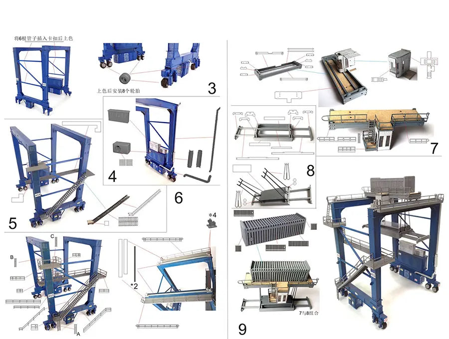 1:87 Model Train Ho Scale Container Crane DIY Building Kits Static Architectural Scene Accessories Railway Sand Table For Gift