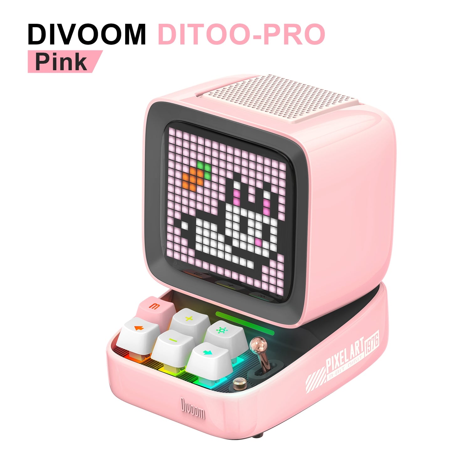 Divoom Ditoo-Pro Retro Pixel Art Bluetooth Portable Speaker Alarm Clock DIY LED Display Board, Cute Gift Home Light Decoration