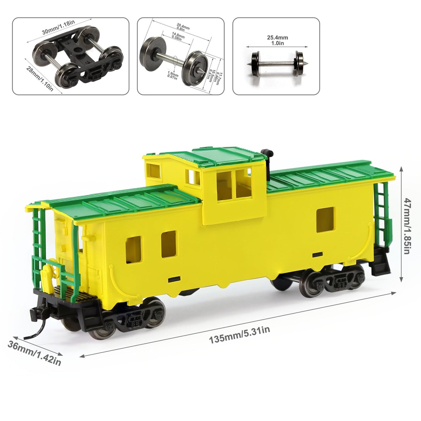 Evemodel Trains - HO Scale 36' Wide Vision Caboose Painted Unlettered Wagons C8763