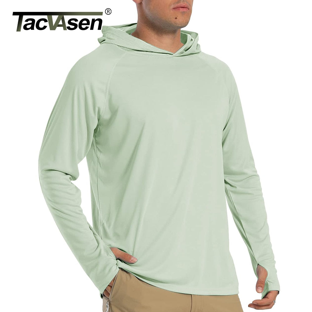 TACVASEN Sun Protection T-Shirts Mens Long Sleeve Hoodie Casual UV-Proof T-Shirts Breathable Lightweight Quick Dry T shirts Male