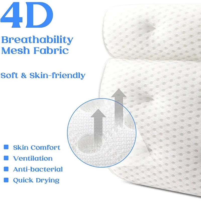 Bath Pillow for Bathtub Support Neck,Head and Back with Non-Slip Suction Cups air mesh Mike's mixed store