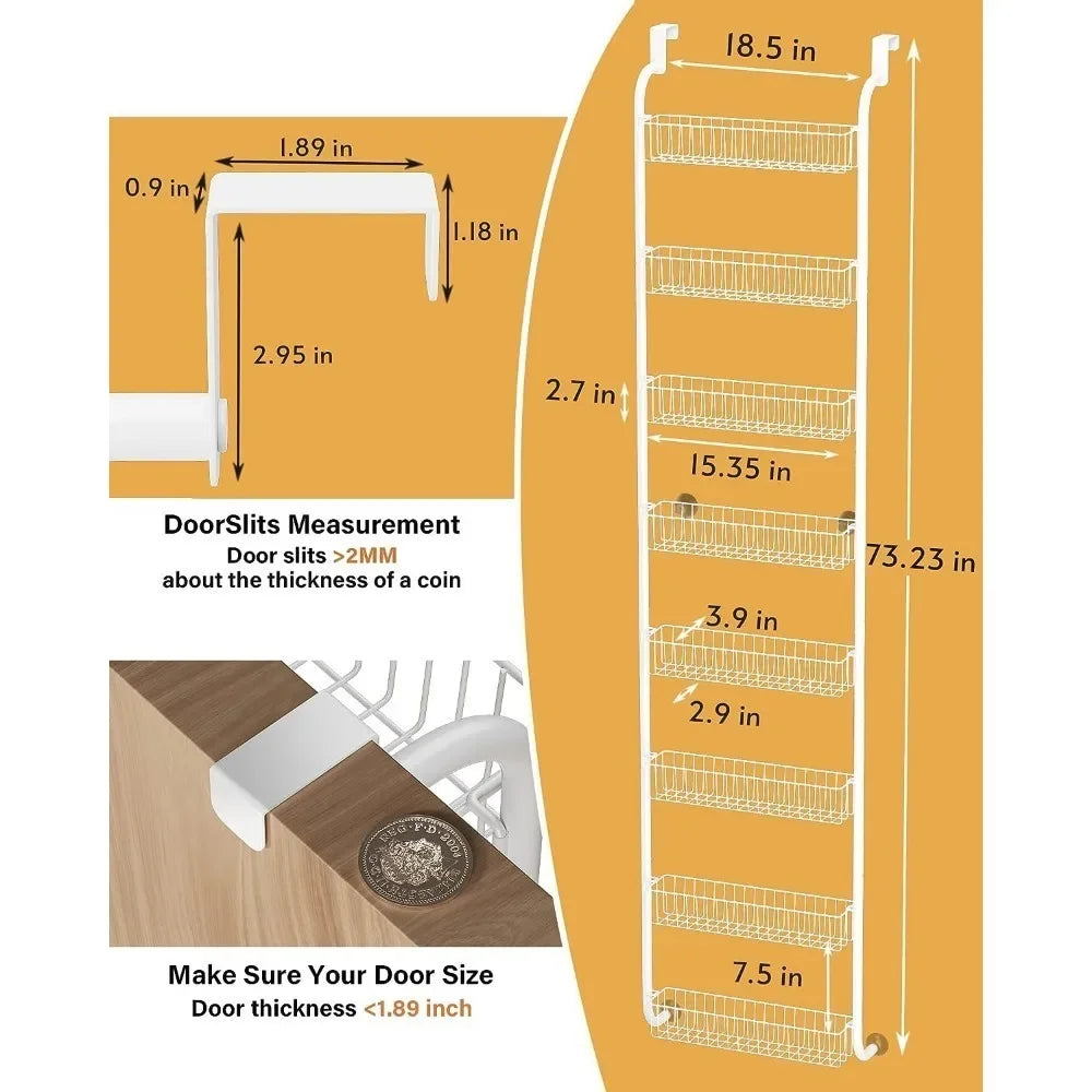 TIMEBAL 8 Tier Over The Door Pantry Organizer, Over The Door Storage Rack, Storage Organization