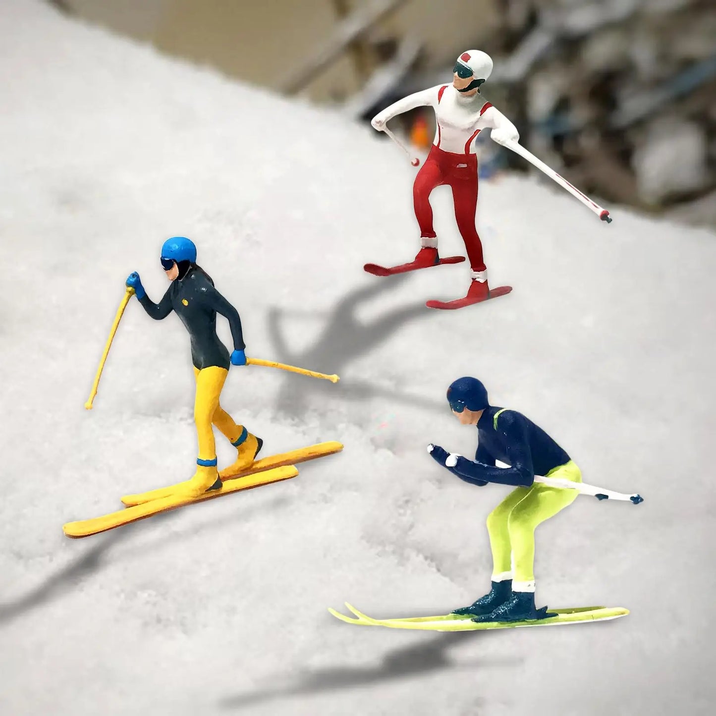 3 Pieces HO Scale 1/87 Mini Skiing Figure Diorama Building Railway Scenes Tiny People Layout Accessories Mike's mixed store