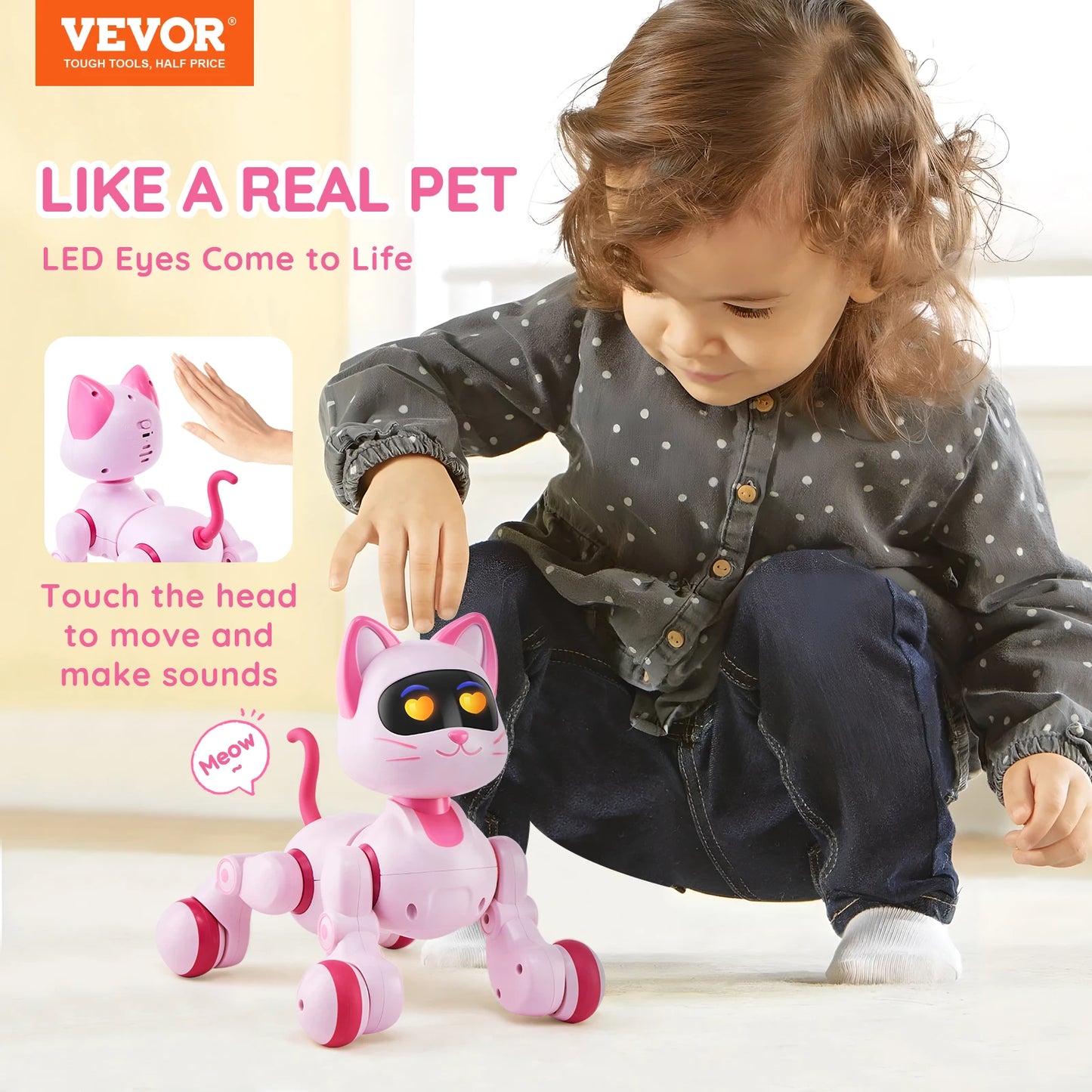 VEVOR Intelligent Remote Control Robot Cat Electronic Stunt Voice Command Programmable Touch-sense Music Song Children's Toys Mike's mixed store