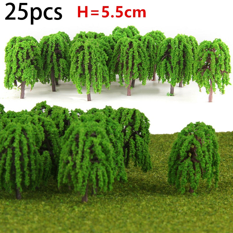 20/70pcs Plastic Model Train Artificial Miniature Tree Scenery Railroad Decoration Building Landscape Accessories Toys for Kids