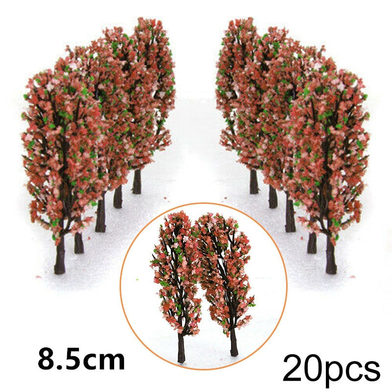 20/70pcs Plastic Model Train Artificial Miniature Tree Scenery Railroad Decoration Building Landscape Accessories Toys for Kids