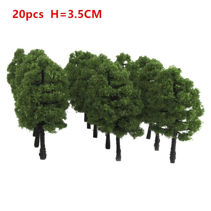 20/70pcs Plastic Model Train Artificial Miniature Tree Scenery Railroad Decoration Building Landscape Accessories Toys for Kids