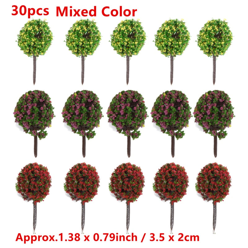 20/70pcs Plastic Model Train Artificial Miniature Tree Scenery Railroad Decoration Building Landscape Accessories Toys for Kids