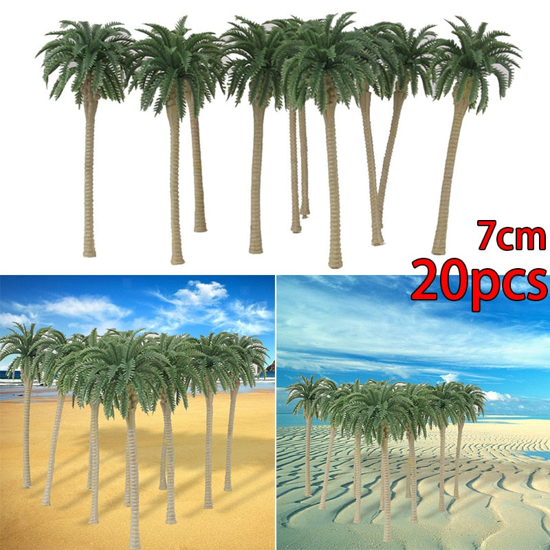 20/70pcs Plastic Model Train Artificial Miniature Tree Scenery Railroad Decoration Building Landscape Accessories Toys for Kids