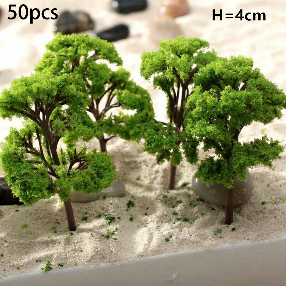 20/70pcs Plastic Model Train Artificial Miniature Tree Scenery Railroad Decoration Building Landscape Accessories Toys for Kids