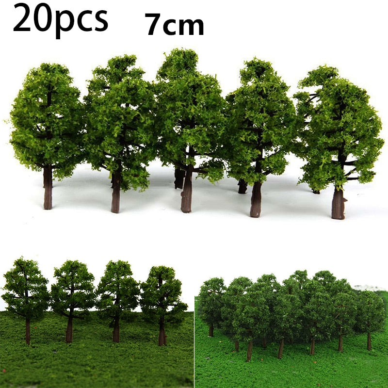 20/70pcs Plastic Model Train Artificial Miniature Tree Scenery Railroad Decoration Building Landscape Accessories Toys for Kids