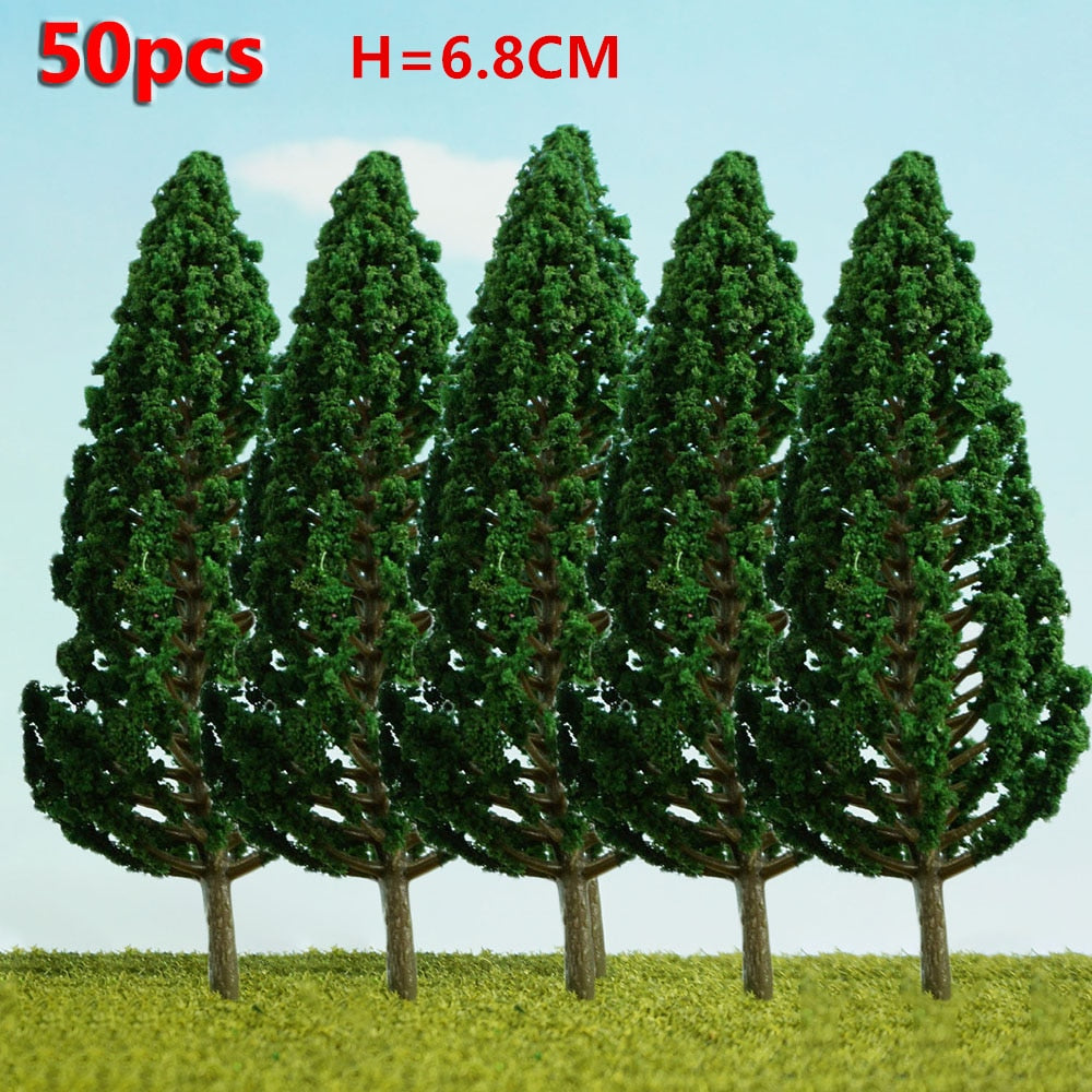 20/70pcs Plastic Model Train Artificial Miniature Tree Scenery Railroad Decoration Building Landscape Accessories Toys for Kids