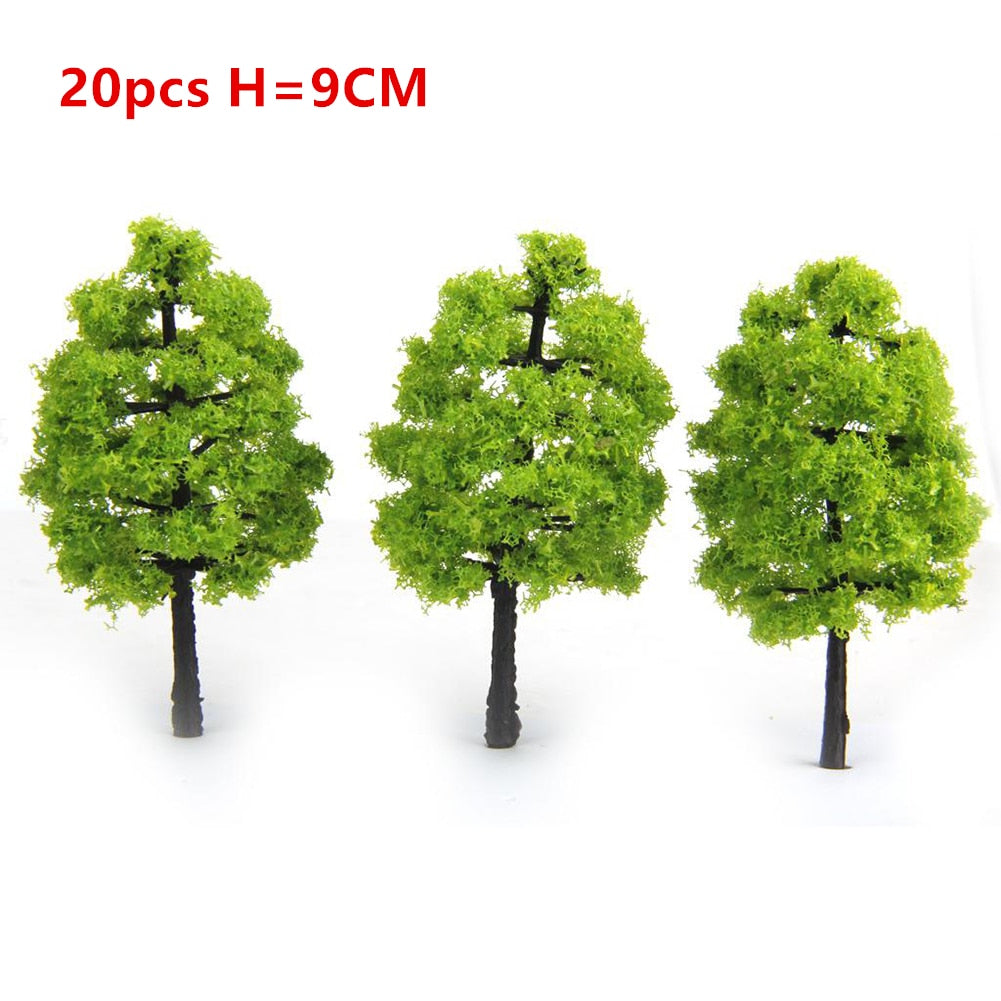 20/70pcs Plastic Model Train Artificial Miniature Tree Scenery Railroad Decoration Building Landscape Accessories Toys for Kids