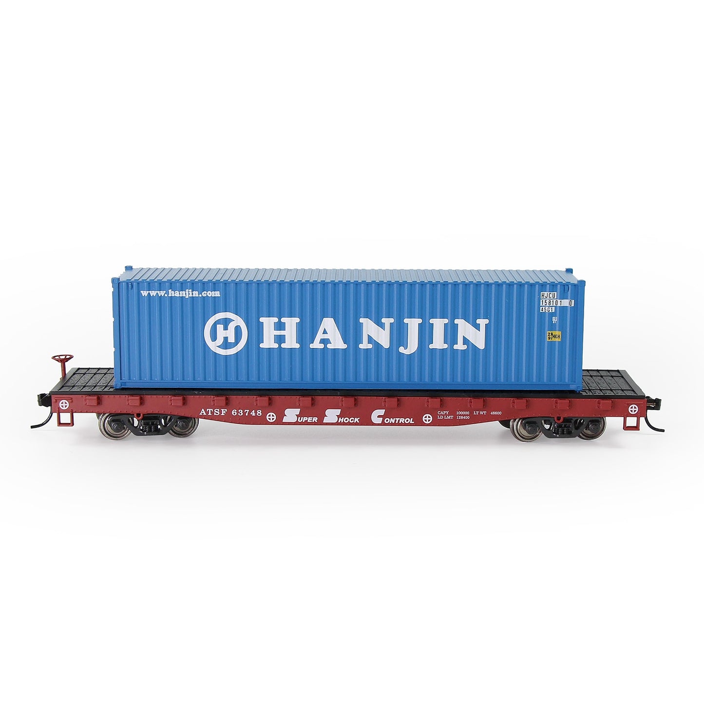 HO Scale 1:87 52ft Flat Car with Shipping Container