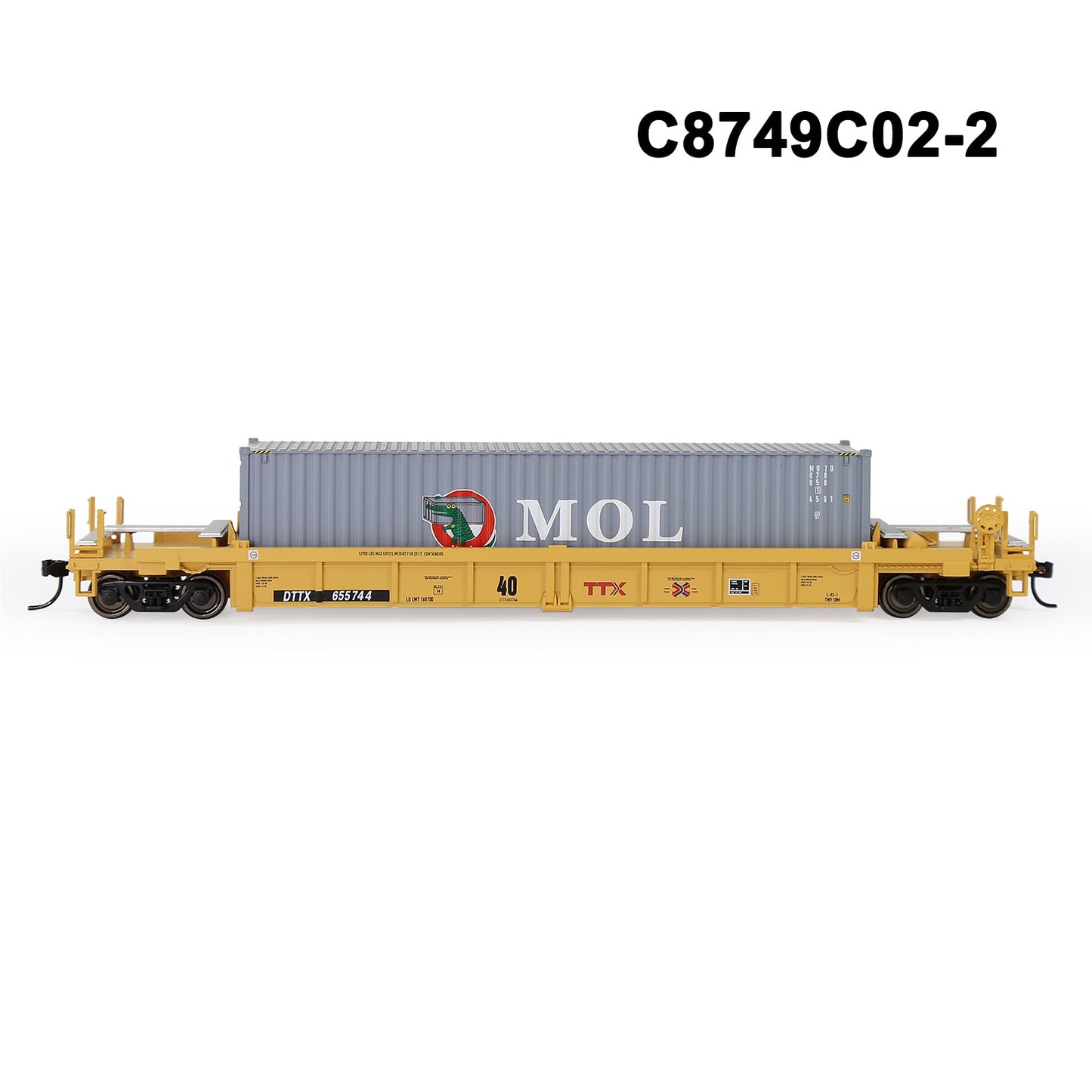 HO Scale 1:87 40ft Well Car with 20' 40' Shipping Container