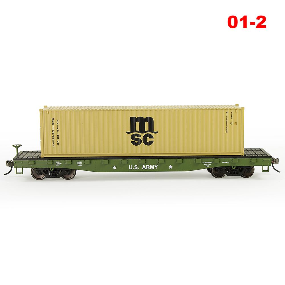 HO Scale 1:87 52ft Flat Car with Shipping Container