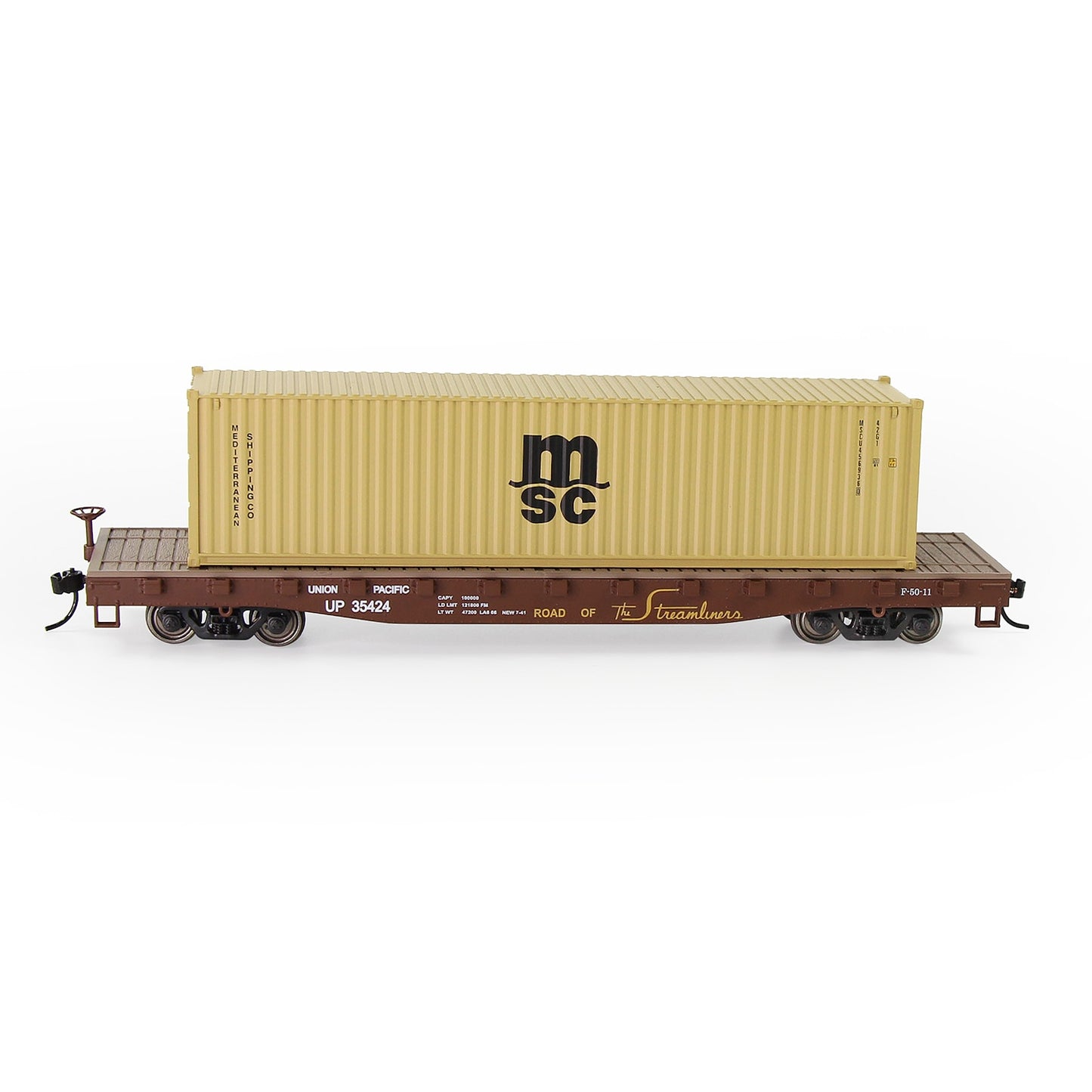 HO Scale 1:87 52ft Flat Car with Shipping Container