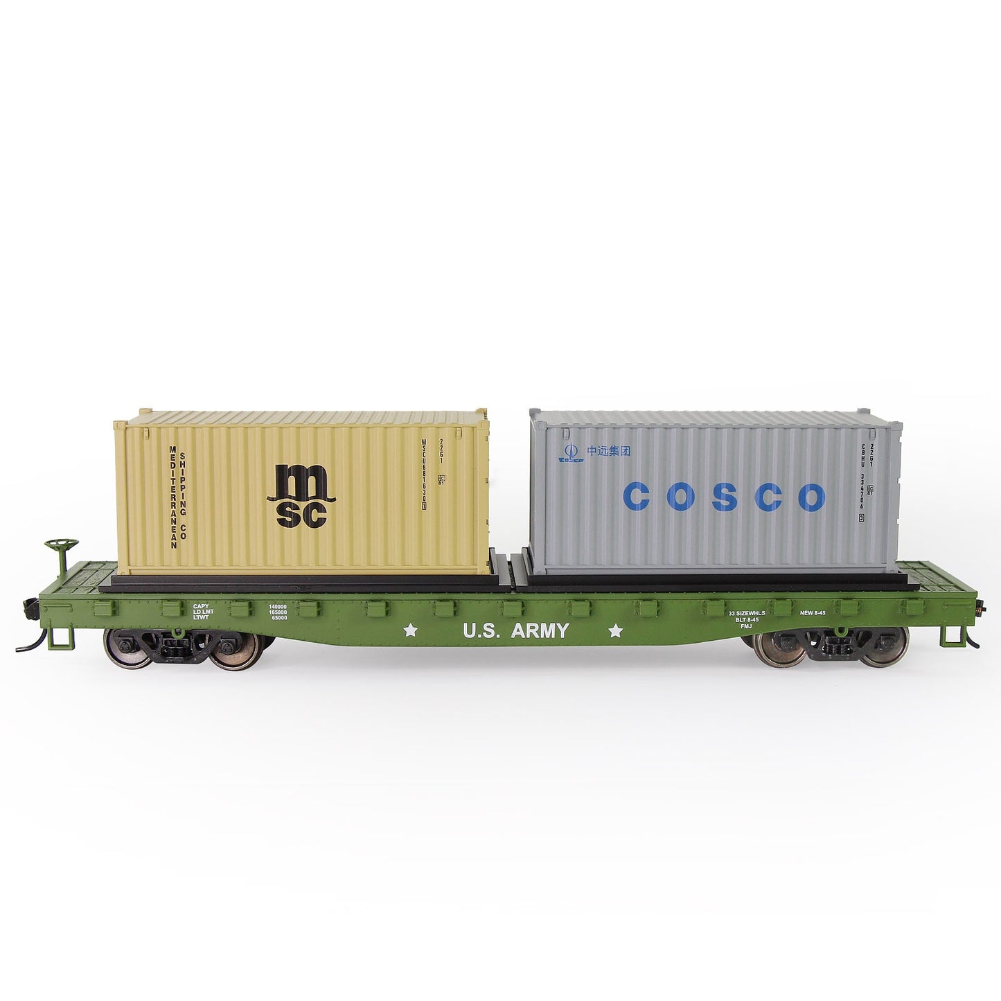 HO Scale 1:87 52ft Flat Car with Shipping Container