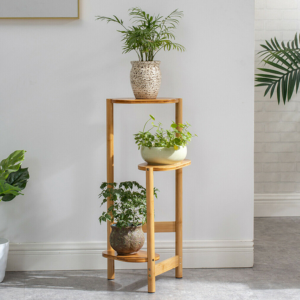 3-Tier Bamboo Indoor Display Rack for Corner