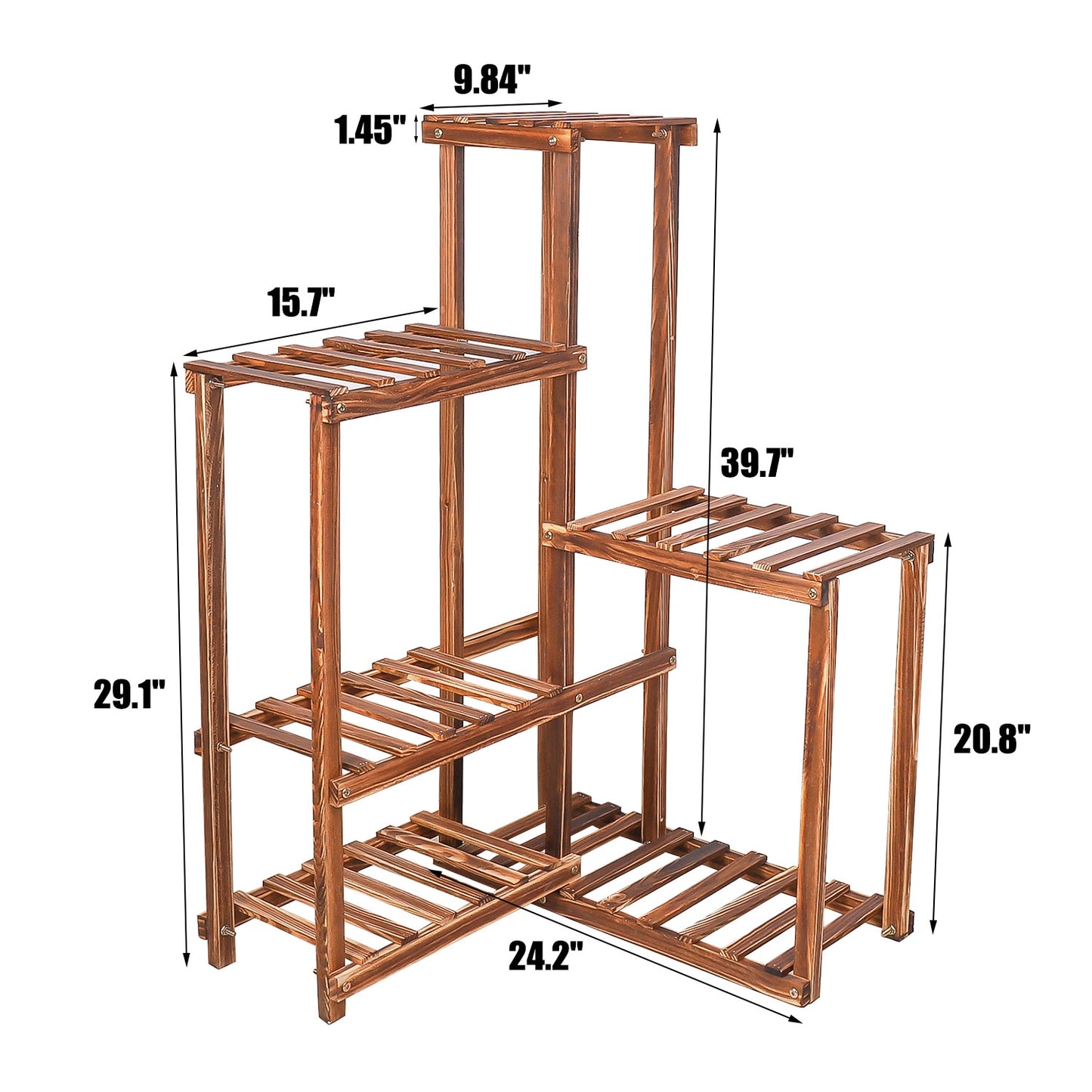 Corner Stand 6 Tier Wood Shelf Indoor Outdoor