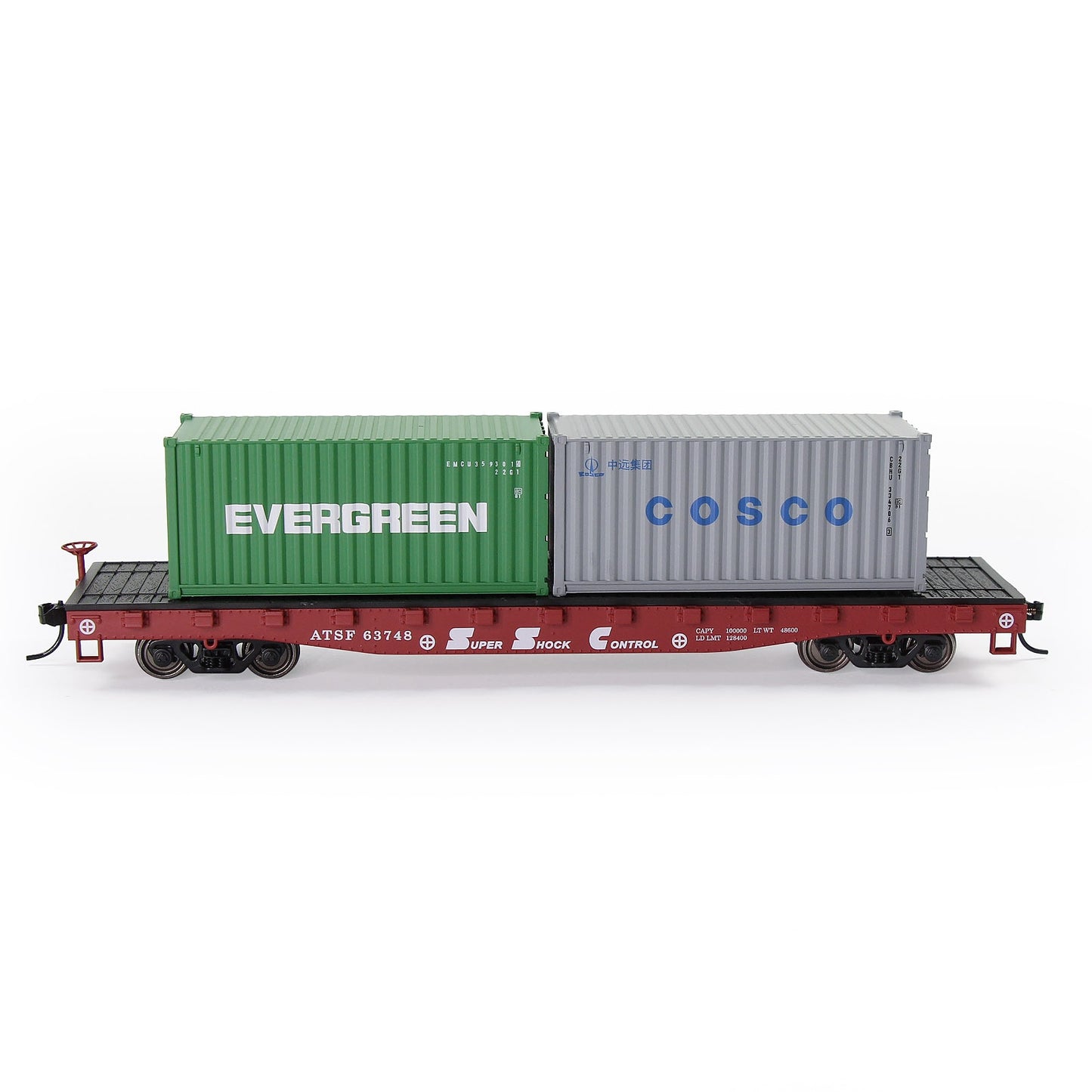 HO Scale 1:87 52ft Flat Car with Shipping Container