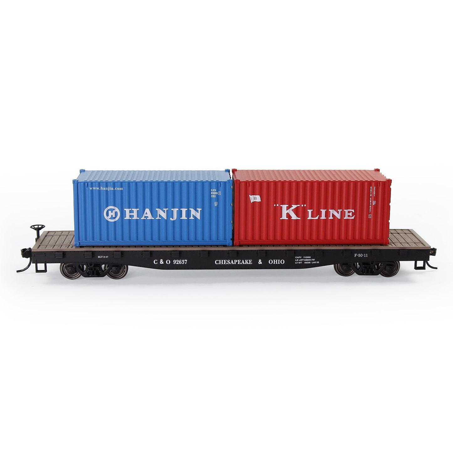 HO Scale 1:87 52ft Flat Car with Shipping Container