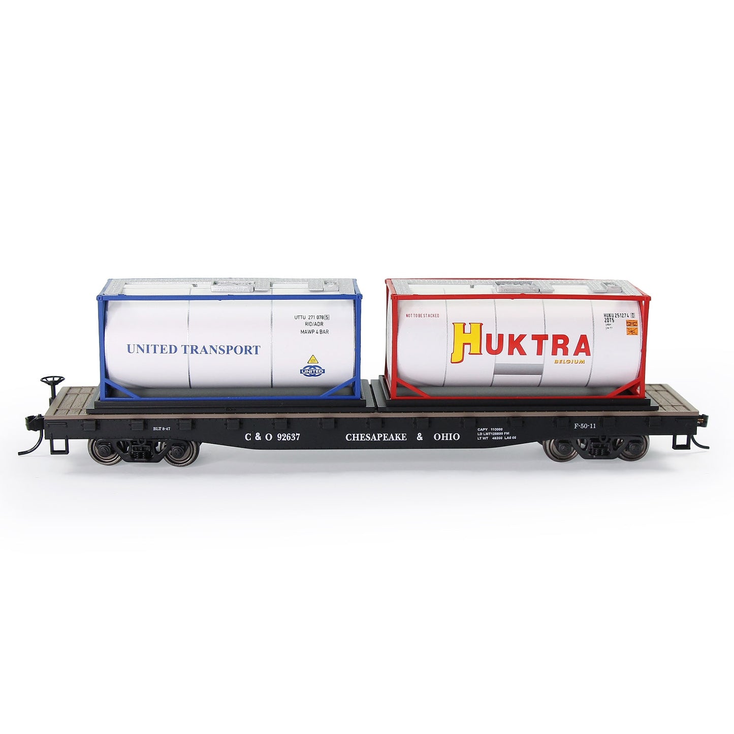 HO Scale 1:87 52ft Flat Car with Shipping Container