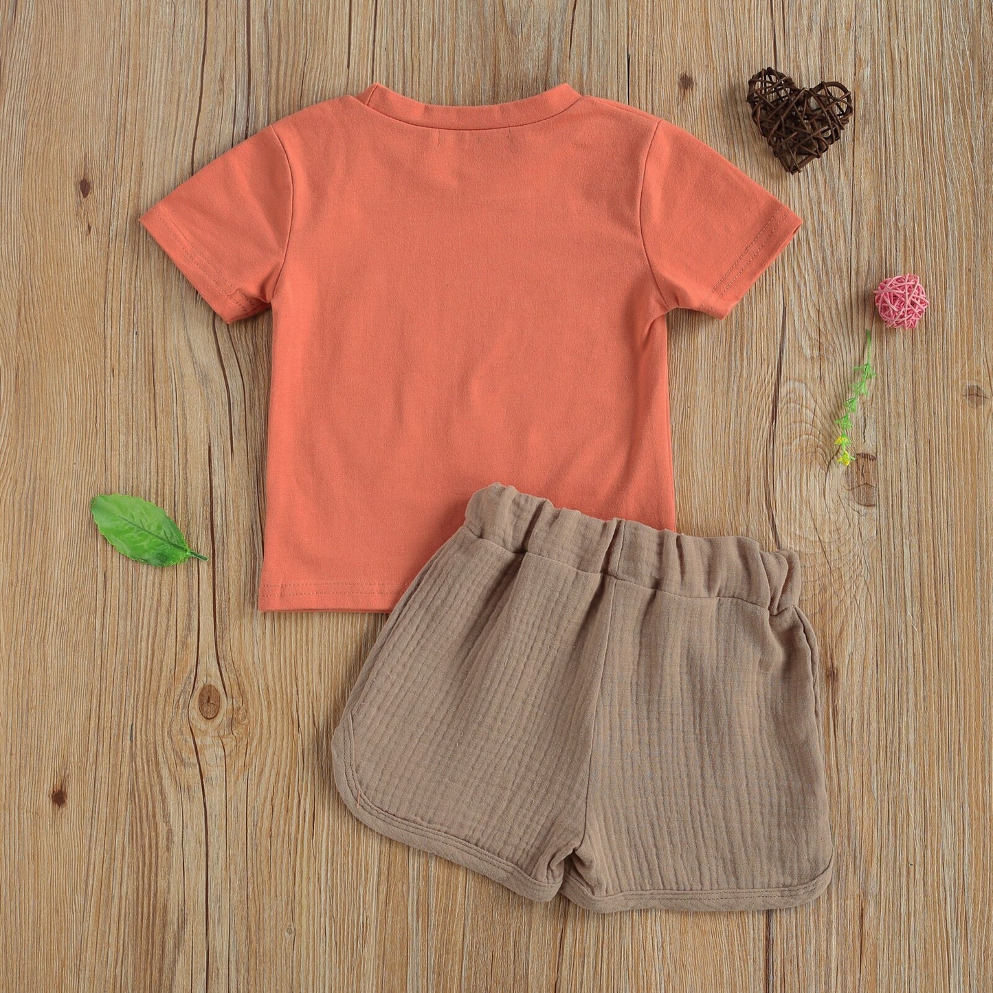 12M - 4T  Boy Girl Two-piece Set Top + High Waist Short Pants