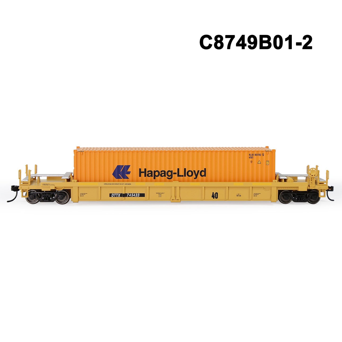 HO Scale 1:87 40ft Well Car with 20' 40' Shipping Container