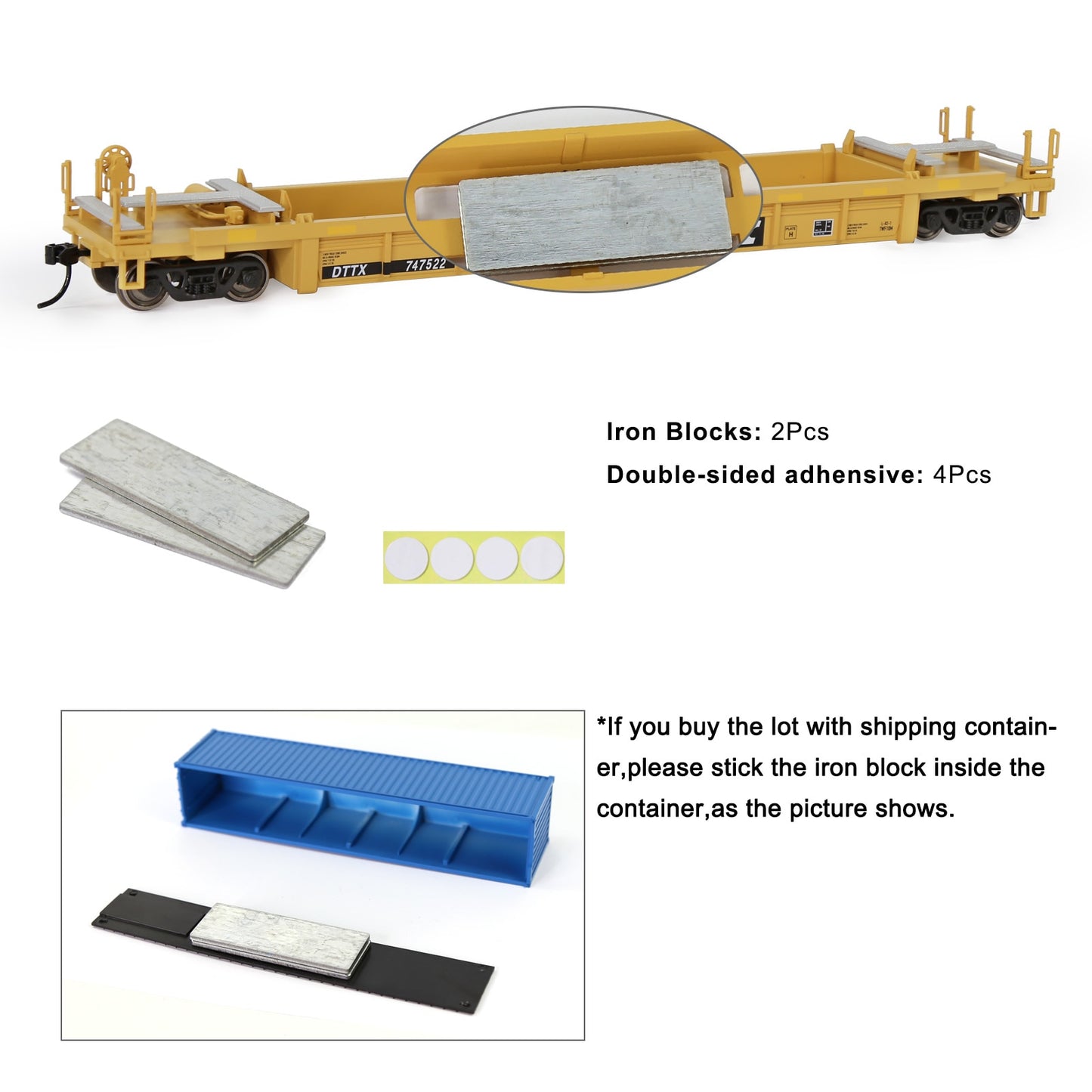 HO Scale 1:87 40ft Well Car with 20' 40' Shipping Container